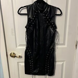 Black Sleeveless Dress with Eyelet Details